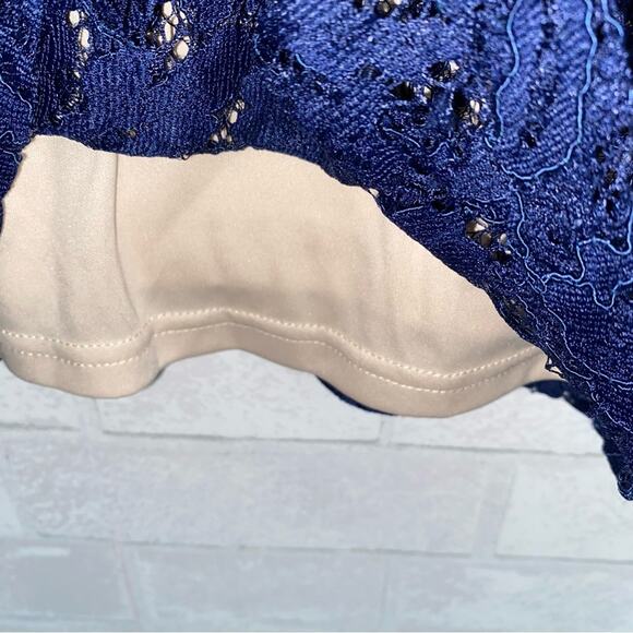 NEW Aidan Mattox Blue Lace Deep V Bodycon Cocktail Evening Party Dress sz 2 NWT - Picture 7 of 14